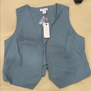 Rachel Zoe Blue Button Down Vest